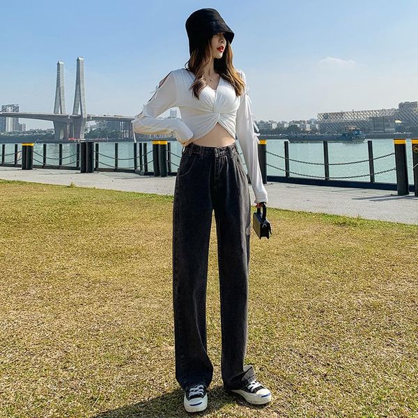 women's jeans straight high waist woman denim pants full length trousers womens clothing plus size black korean fashion streetwear, Blue
women's jeans straight high waist woman denim pants full length trousers womens clothing plus size black korean fashion streetwear, Blue