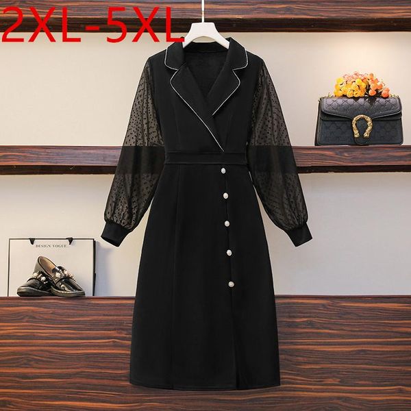 plus size dresses 2xl-5xl 2021 autumn for women notched long sleeve dot print mesh patchwork split large female black dress
plus size dresses 2xl-5xl 2021 autumn for women notched long sleeve dot print mesh patchwork split large female black dress