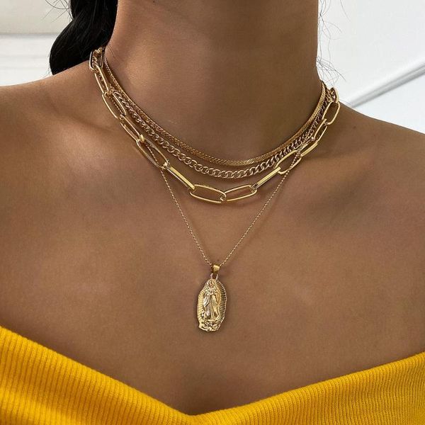 pendant necklaces lacteo miami cuba mult layered chain choker necklace jewelry for women vintage gold color virgin mary statue, Silver
pendant necklaces lacteo miami cuba mult layered chain choker necklace jewelry for women vintage gold color virgin mary statue, Silver