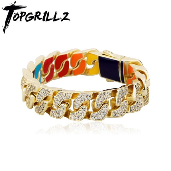 link, chain rillz 14mm double-sided cuban bracelet iced out cubic zirconia with color dripping oil hip hop jewelry, Black
link, chain rillz 14mm double-sided cuban bracelet iced out cubic zirconia with color dripping oil hip hop jewelry, Black