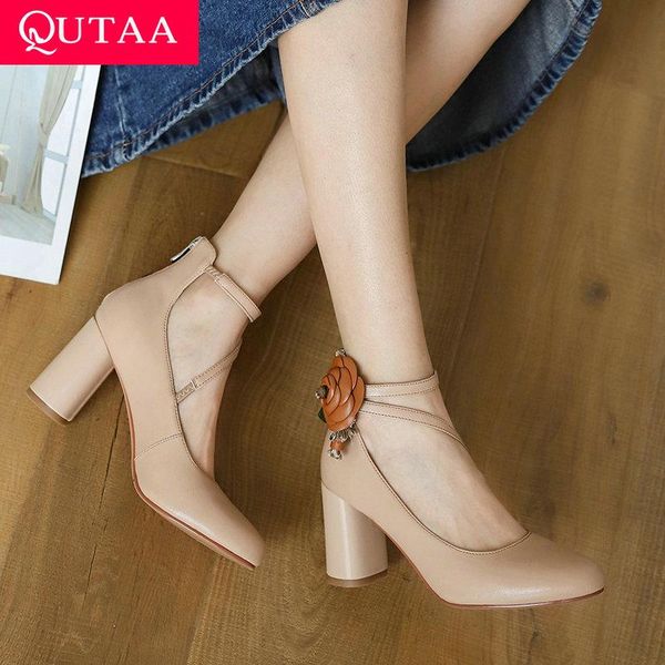 dress shoes qutaa 2021 square high heel genuine leather basic female pumps platform round toe flower ankle strap women size 34-39, Black
dress shoes qutaa 2021 square high heel genuine leather basic female pumps platform round toe flower ankle strap women size 34-39, Black