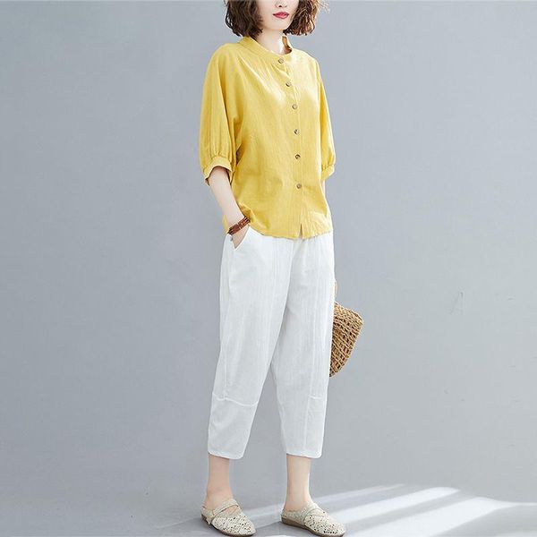 women 2021 summer fashion 2 piece sets female solid color short-sleeved shirt ladies casual harem trousers suits k121 women's two pants, White
women 2021 summer fashion 2 piece sets female solid color short-sleeved shirt ladies casual harem trousers suits k121 women's two pants, White