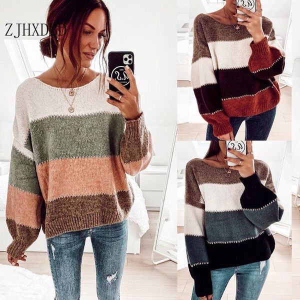 women's sweaters fashion 2021 autumn winter knitted sweater for women long sleeves o-neck loose office ladies casual pullover, White;black
women's sweaters fashion 2021 autumn winter knitted sweater for women long sleeves o-neck loose office ladies casual pullover, White;black