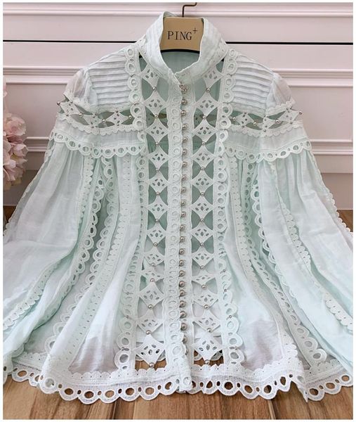 summer runway designer 2021 beads white blouse women's elegant shirt stand collar lantern sleeve hollow out clothes blouses & shirts
summer runway designer 2021 beads white blouse women's elegant shirt stand collar lantern sleeve hollow out clothes blouses & shirts