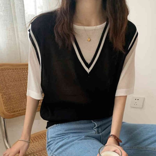women's sweaters camisola de mangas curtas estilo coreano, blusa feminina verão, escolar, solta, casual, macacão, duas peças llv1, White;black
women's sweaters camisola de mangas curtas estilo coreano, blusa feminina verão, escolar, solta, casual, macacão, duas peças llv1, White;black