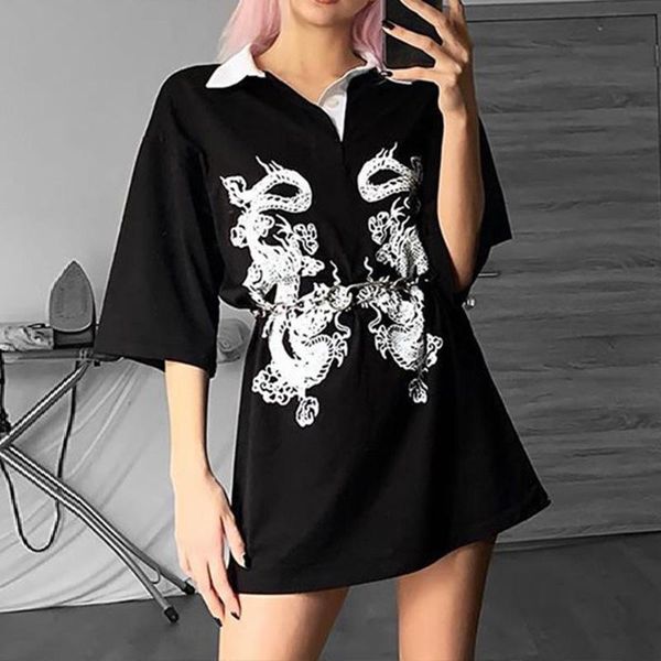 women's t-shirt gothic women summer chinese dragon print short sleeve loose shirts ladies goth black rock punk streetwear tshirts, White
women's t-shirt gothic women summer chinese dragon print short sleeve loose shirts ladies goth black rock punk streetwear tshirts, White