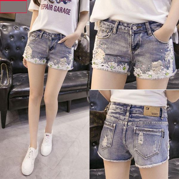 summer bead hole denim shorts lady korean fashion wild loose thin women's, White;black
summer bead hole denim shorts lady korean fashion wild loose thin women's, White;black