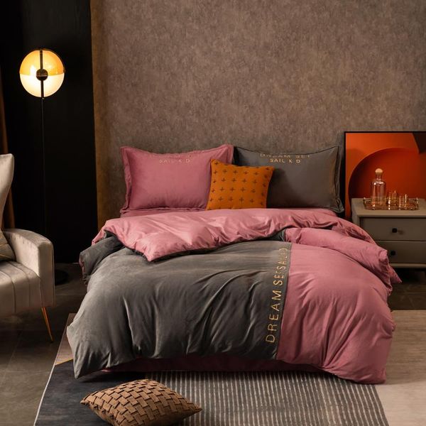 bedding sets winter soft flannel fleece velvet pink gray splicing set pillowcases home bed textile embroidery duvet cover linen
bedding sets winter soft flannel fleece velvet pink gray splicing set pillowcases home bed textile embroidery duvet cover linen