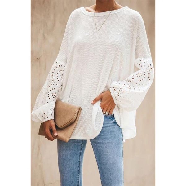 women knitting pullovers autumn winter o-neck elegant embroidery floral hollow out blouse shirt lantern sleeve loose women's sweaters, White;black
women knitting pullovers autumn winter o-neck elegant embroidery floral hollow out blouse shirt lantern sleeve loose women's sweaters, White;black