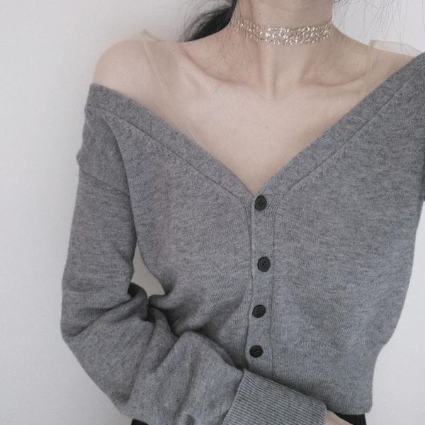 women's jackets ctrllock autumn new v neck short knitting cardigans women mesh patchwock single breasted sweaters long sleeve, Black;brown
women's jackets ctrllock autumn new v neck short knitting cardigans women mesh patchwock single breasted sweaters long sleeve, Black;brown