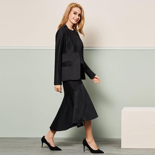 women's suits & blazers queenus autumn women blazer full sleeve notched single button office lady elegant black stripe patchwork slim w, White;black
women's suits & blazers queenus autumn women blazer full sleeve notched single button office lady elegant black stripe patchwork slim w, White;black