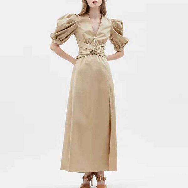 fabpop summer design short puff sleeve v neck slim high waist long dress khaki women maxi dresses gb232 210709, Black;gray
fabpop summer design short puff sleeve v neck slim high waist long dress khaki women maxi dresses gb232 210709, Black;gray