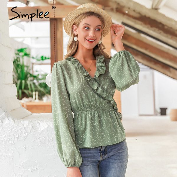 women's blouses & shirts simplee vintage ruffles v neck women blouse shirt long sleeve polka dot female green elegant holiday party la, White
women's blouses & shirts simplee vintage ruffles v neck women blouse shirt long sleeve polka dot female green elegant holiday party la, White