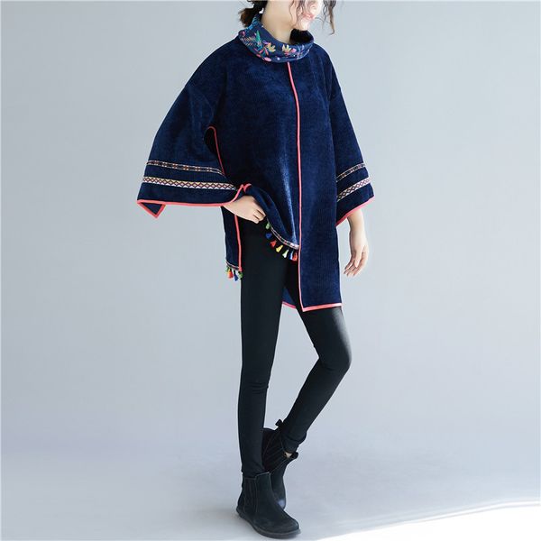 johnature women blend coats tassel cloak vintage spring thick chinese style women irregular blend coats 210521, Black
johnature women blend coats tassel cloak vintage spring thick chinese style women irregular blend coats 210521, Black