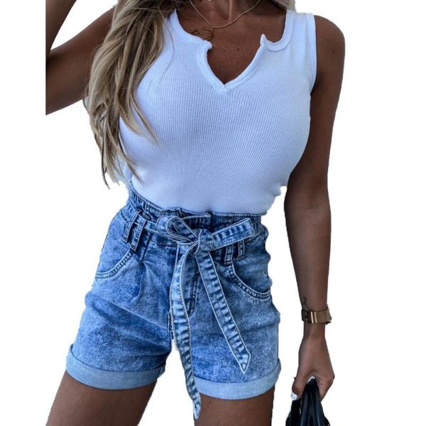 women's jeans belt women denim shorts ladies cuffed high waist slim casual, Blue
women's jeans belt women denim shorts ladies cuffed high waist slim casual, Blue