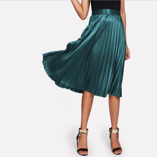 skirts fashion dark green pleated high waist knee length elastic satin women zipper style skirt 2021 faldas mujer moda, Black
skirts fashion dark green pleated high waist knee length elastic satin women zipper style skirt 2021 faldas mujer moda, Black