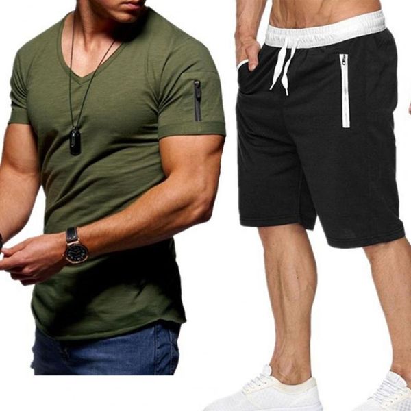 men's tracksuits summer sets outfit casual tracksuit solid color v neck men short sleeve t-shirt drawstring shorts sports, Gray
men's tracksuits summer sets outfit casual tracksuit solid color v neck men short sleeve t-shirt drawstring shorts sports, Gray