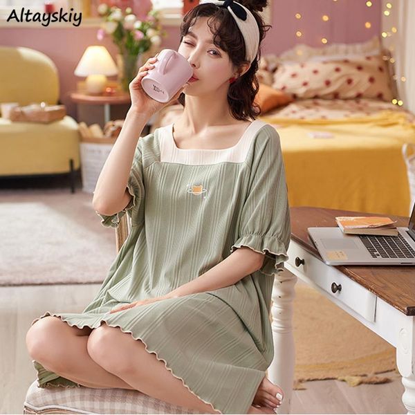 women's sleepwear nightgowns women square collar knee-length flare sleeve cotton ins cute home comfortable nightdress various colors, Black;red
women's sleepwear nightgowns women square collar knee-length flare sleeve cotton ins cute home comfortable nightdress various colors, Black;red