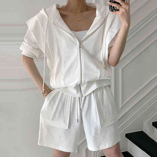 two piece dress simple and versatile hooded loose short sleeve jacket + double pocket casual high waist wide leg shorts set no9k, White
two piece dress simple and versatile hooded loose short sleeve jacket + double pocket casual high waist wide leg shorts set no9k, White