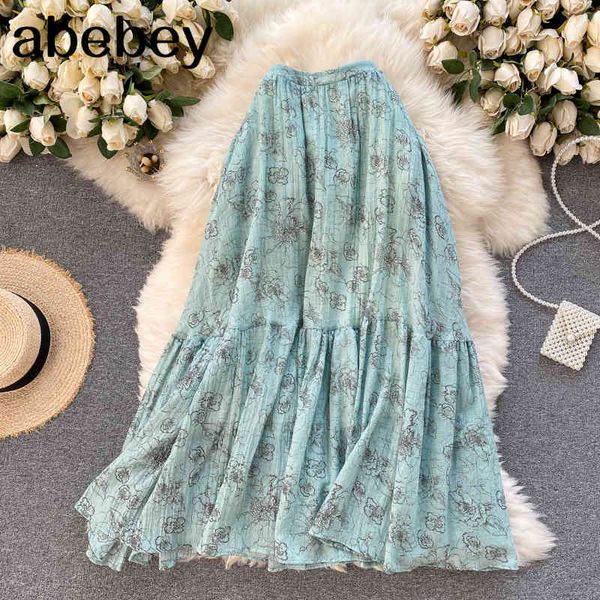 women korean print skirt elegant fashion high waist ruffles a-line s summer bohemian vacation beach midi 210512, Black
women korean print skirt elegant fashion high waist ruffles a-line s summer bohemian vacation beach midi 210512, Black