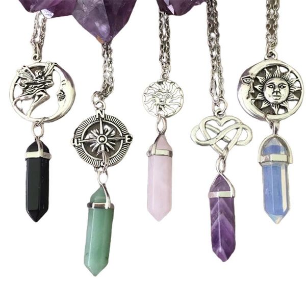 chains natural gems stone faceted prism pendants necklace cut hexagon points crystal for woman man, Silver
chains natural gems stone faceted prism pendants necklace cut hexagon points crystal for woman man, Silver