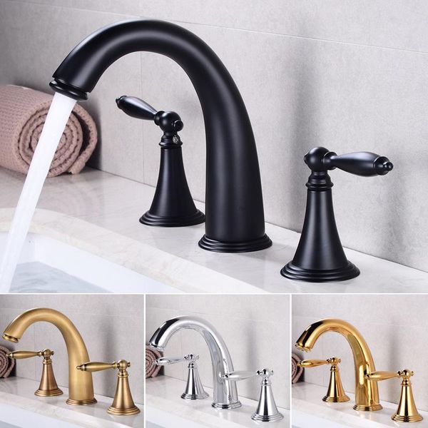 european style three-hole basin and cold water faucet double-handle split washbasin three-piece black bathroom sink faucets
european style three-hole basin and cold water faucet double-handle split washbasin three-piece black bathroom sink faucets