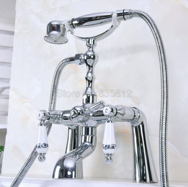 polished chrome bathroom shower faucet deck mounted bathtub faucets dual handle mixer tap with hand spray tna113 sets
polished chrome bathroom shower faucet deck mounted bathtub faucets dual handle mixer tap with hand spray tna113 sets