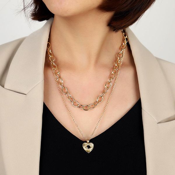 chains vintage double layer heart crystal pendant chain necklace for women girls gold color choker necklaces fashion jewelry 2021, Silver
chains vintage double layer heart crystal pendant chain necklace for women girls gold color choker necklaces fashion jewelry 2021, Silver