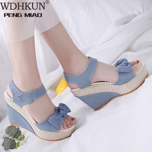 designer denim sandals women wedges heels peep-toe platform shoes woman thick bottom, Black
designer denim sandals women wedges heels peep-toe platform shoes woman thick bottom, Black