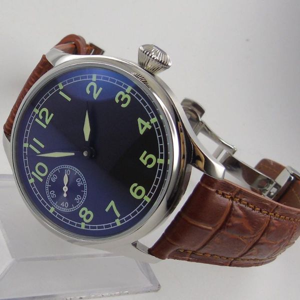 wristwatches 44mm blue sterile dial brown leather luminous hands 17 jewels 6497 movement manual mechanical mens watch, Slivery;brown
wristwatches 44mm blue sterile dial brown leather luminous hands 17 jewels 6497 movement manual mechanical mens watch, Slivery;brown