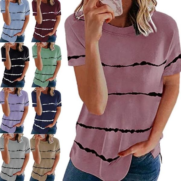 short-sleeved t-shirt for girls women's striped pattern loose round neck ladies t-shirts female summer 2021, White
short-sleeved t-shirt for girls women's striped pattern loose round neck ladies t-shirts female summer 2021, White