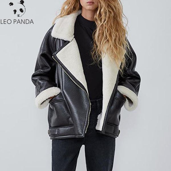 women's leather & faux 2021 autumn winter thick warm cashmere pu biker women solid zipper casual loose jackets coat female outwear, Black
women's leather & faux 2021 autumn winter thick warm cashmere pu biker women solid zipper casual loose jackets coat female outwear, Black