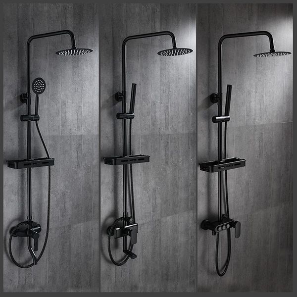 black rainfall shower faucets set wall mounted rain faucet storage bath mixer tap cold with hand senducs panel bathroom sets
black rainfall shower faucets set wall mounted rain faucet storage bath mixer tap cold with hand senducs panel bathroom sets