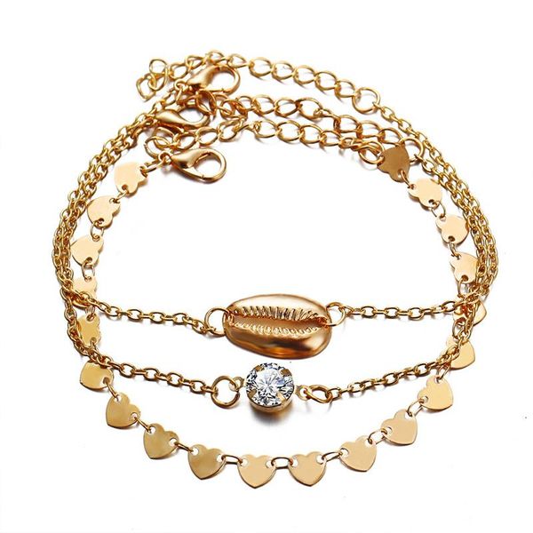 link, chain charming multi-layer heart-shaped shell bracelet bohemian women's wedding gold hand fashion beach party accessories, Black
link, chain charming multi-layer heart-shaped shell bracelet bohemian women's wedding gold hand fashion beach party accessories, Black