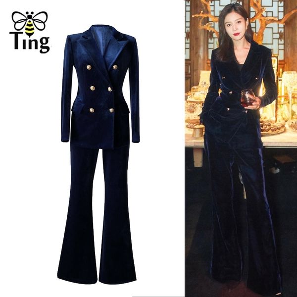 designer celebrity winter autumn royal blue velvet suit sets lady office work coat + full trousers women 2 pc set 210513, White
designer celebrity winter autumn royal blue velvet suit sets lady office work coat + full trousers women 2 pc set 210513, White