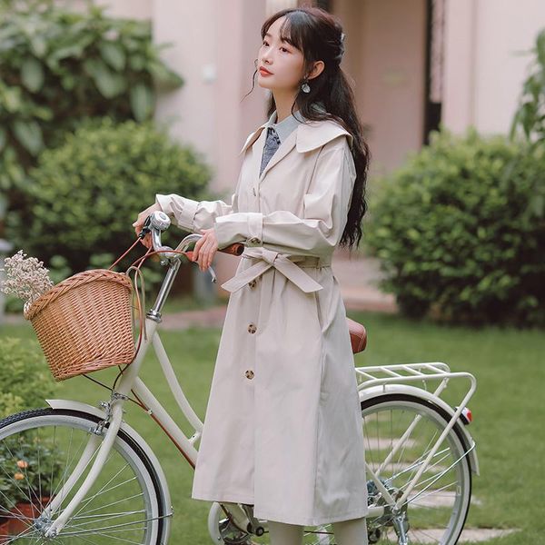women's trench coats 2021 autumn korean style loose coat outwear student mid-length british jacket temperament manteau femme, Tan;black
women's trench coats 2021 autumn korean style loose coat outwear student mid-length british jacket temperament manteau femme, Tan;black