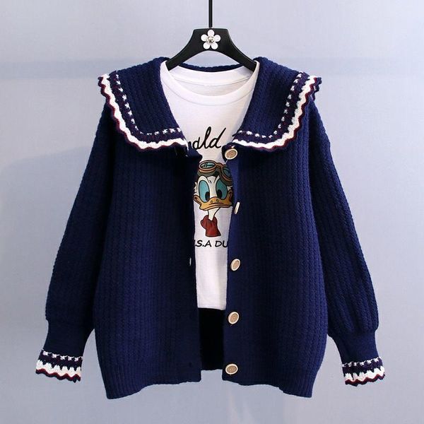 women's knits & tees doll collar sweater jacket women 2021 korean loose casual wear fashion long-sleeved color-block knitted cardigan, White
women's knits & tees doll collar sweater jacket women 2021 korean loose casual wear fashion long-sleeved color-block knitted cardigan, White