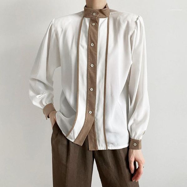 women's polos european american stand collar stitching contrast color commuting temperament shirt women spring long-sleeved thin shirt1, White
women's polos european american stand collar stitching contrast color commuting temperament shirt women spring long-sleeved thin shirt1, White