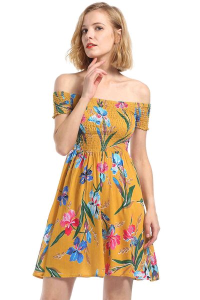 womens strapless floral printed elastic dresses female summer off shoulder casual evening party, Black;gray
womens strapless floral printed elastic dresses female summer off shoulder casual evening party, Black;gray