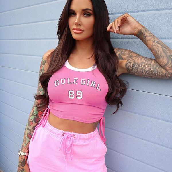 women's tanks & camis summer ruched tank female casual streetwear fitness activewear letter print cute drawstring crop pink fashion ves, White
women's tanks & camis summer ruched tank female casual streetwear fitness activewear letter print cute drawstring crop pink fashion ves, White