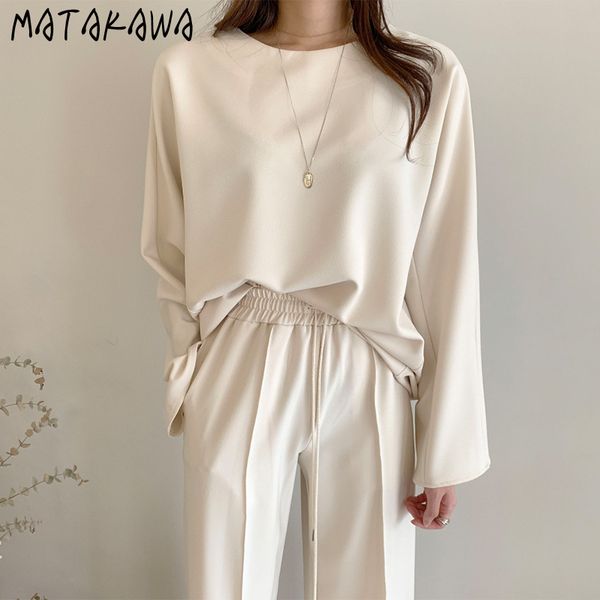 matakawa women fashion clothing korea chic round neck t shirts loose long-sleeved solid casual woman tshirts 210513, White
matakawa women fashion clothing korea chic round neck t shirts loose long-sleeved solid casual woman tshirts 210513, White
