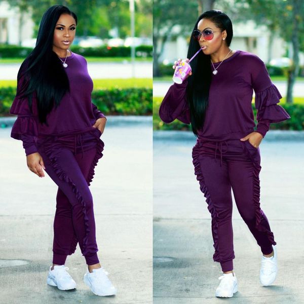 women's two piece pants autumn and winter suit splicing agaric side woolly long-sleeved fashion pure color, White
women's two piece pants autumn and winter suit splicing agaric side woolly long-sleeved fashion pure color, White