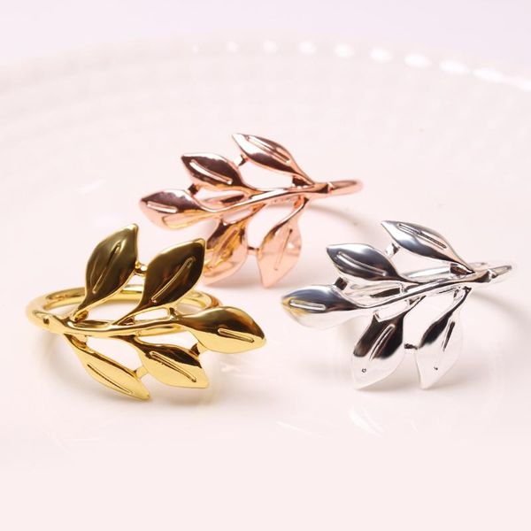 napkin rings 12pcs/metal ring alloy leaf shape table decoration holder party