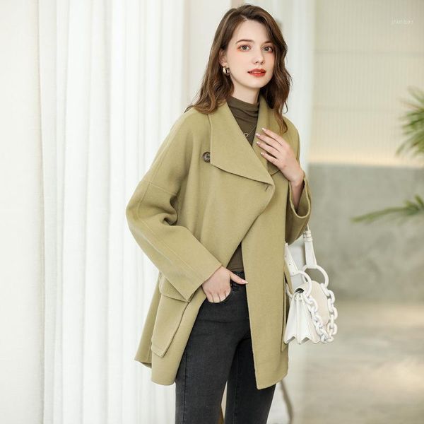 women's wool & blends solid mid-length double sided 100% coat women loose turn-down collar winter jacket korean casaco feminino, Black
women's wool & blends solid mid-length double sided 100% coat women loose turn-down collar winter jacket korean casaco feminino, Black