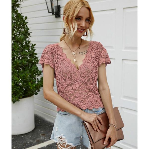 women short sleeve v-neck lace shirt hook flower hollow slim fit blouses 2021 summer women's t-shirt, White
women short sleeve v-neck lace shirt hook flower hollow slim fit blouses 2021 summer women's t-shirt, White