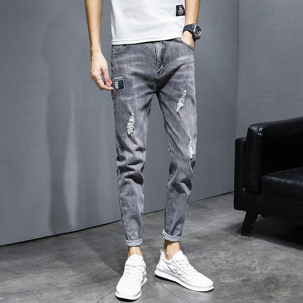 men's jeans summer lightweight men skinny striped denim hole wash vintage hip hop work trousers slim ripped, Blue
men's jeans summer lightweight men skinny striped denim hole wash vintage hip hop work trousers slim ripped, Blue