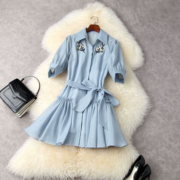casual dresses spring summer long sleeve lapel neck blue pure color beads belted short mini dress elegant single-breasted 21a062042 qcan, Black;gray
casual dresses spring summer long sleeve lapel neck blue pure color beads belted short mini dress elegant single-breasted 21a062042 qcan, Black;gray