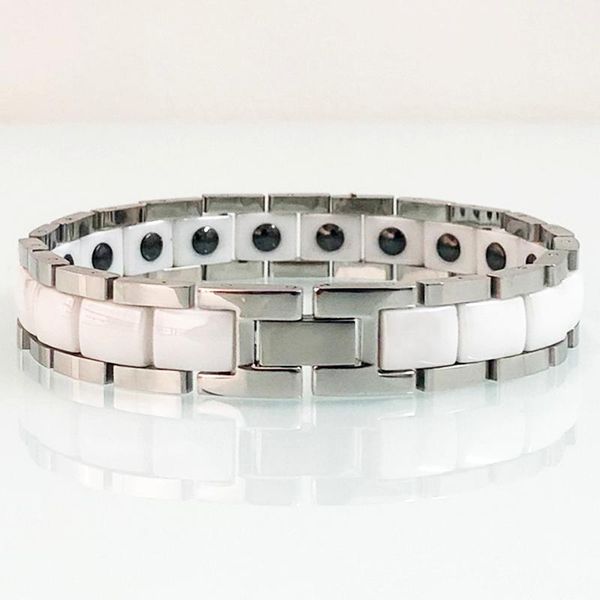 link, chain men's bracelet ceramic wristband female jewelry 12mm wide stainless steel hand magnetic armband women's gift, Black
link, chain men's bracelet ceramic wristband female jewelry 12mm wide stainless steel hand magnetic armband women's gift, Black