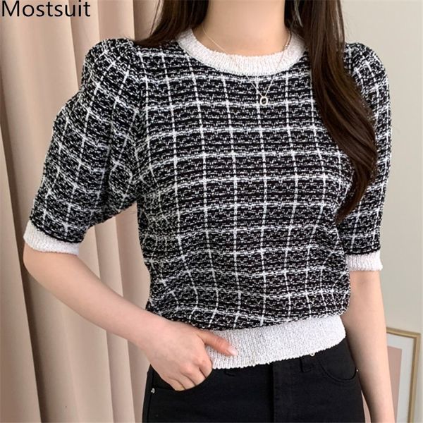 plaid knitted t shirt pullover women summer short sleeve o-neck tees korean fashion vintage ladies t-shirt femme 2 210514, White
plaid knitted t shirt pullover women summer short sleeve o-neck tees korean fashion vintage ladies t-shirt femme 2 210514, White