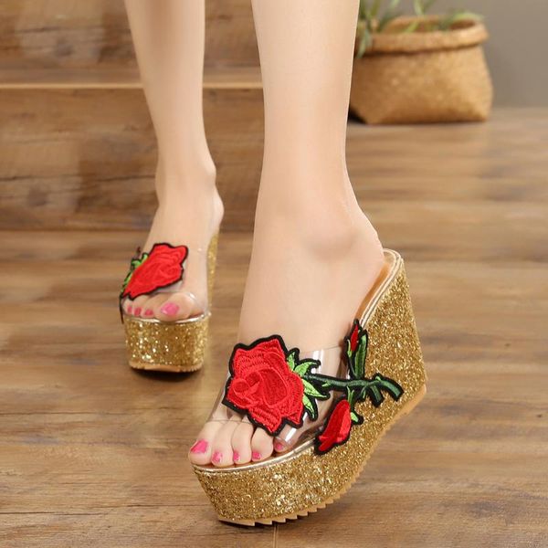 slippers womens embroidery floral clear transparent platform wedge high heel slipper slides shoes flip flops 2021, Black
slippers womens embroidery floral clear transparent platform wedge high heel slipper slides shoes flip flops 2021, Black